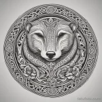 A badger tattoo featuring Celtic knotwork integrated into the design. tatufoto.com 03 10 24 13
