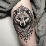 A mandala-inspired badger tattoo, blending symmetry with realistic fur texture. tatufoto.com 03 10 24 09