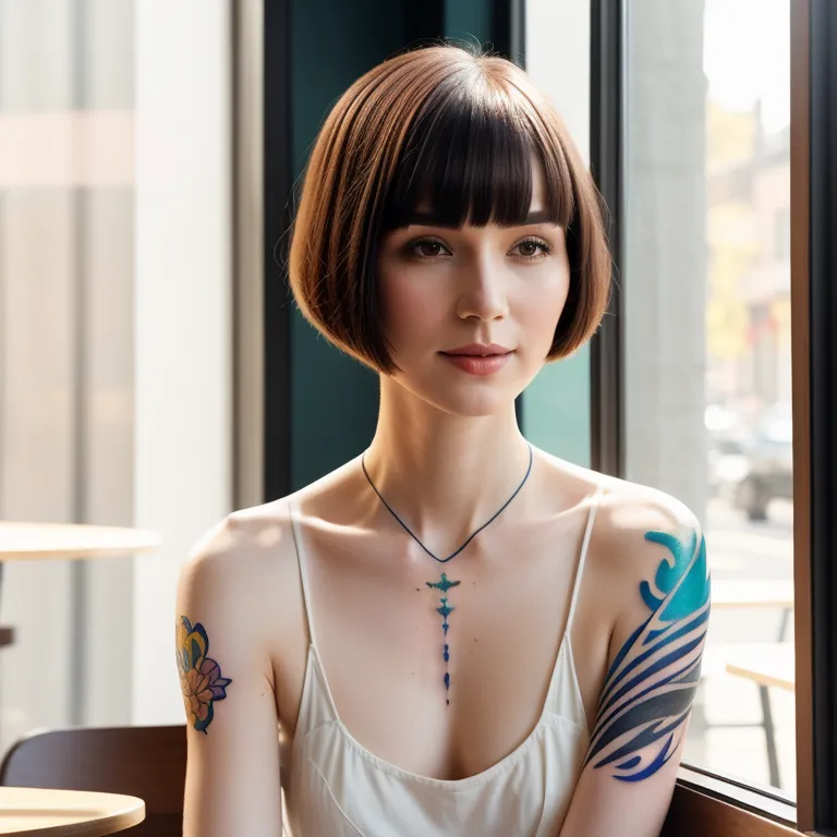 A pale skinned woman with a bob haircut tatufoto.com 011