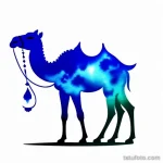Abstract camel tattoo outline with watercolor splashes tatufoto.com 004