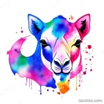 Abstract camel tattoo outline with watercolor splashes tatufoto.com 006