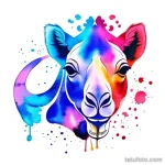 Abstract camel tattoo outline with watercolor splashes tatufoto.com 007