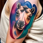 Abstract camel tattoo with watercolor effect tatufoto.com 009