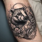 Badger tattoo in a modern surrealist style, incorporating dream-like elements. tatufoto.com 03 10 24 08 22_34