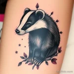 Badger tattoo in a modern surrealist style, incorporating dream-like elements. tatufoto.com 03_10_24 08 74_66
