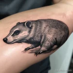 Black and gray badger tattoo with fine shading and realistic texture. tatufoto.com 03 10 24 10