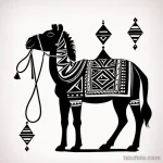 Camel tattoo sketch with tribal patterns tatufoto.com 067
