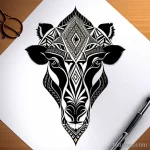 Camel tattoo sketch with tribal patterns tatufoto.com 068