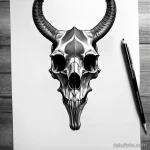 Detailed camel skull tattoo sketch tatufoto.com 103