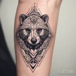 Geometric badger tattoo incorporating bold patterns and clean lines, modern style. tatufoto.com 03 10 24 03 28_65