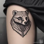 Geometric badger tattoo incorporating bold patterns and clean lines, modern style. tatufoto.com 03 10 24 03 59_46