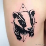 Geometric badger tattoo incorporating bold patterns and clean lines, modern style. tatufoto.com 03_10_24 03 32_30