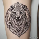 Mandala-inspired badger tattoo with intricate symmetrical patterns. tatufoto.com 03 10 24 09