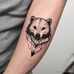 Minimalist badger tattoo with fine lines and negative space. tatufoto.com 03 10 24 06 50_11