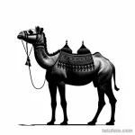 Photorealistic camel tattoo outline tatufoto.com 167