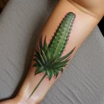 Realistic aloe plant tattoo design on the forearm tatufoto.com 001
