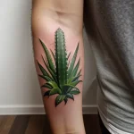 Realistic aloe plant tattoo design on the forearm tatufoto.com 008