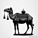 Realistic camel tattoo draft with nomadic elements tatufoto.com 176