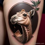 Realistic camel tattoo with intricate saddle tatufoto.com 181