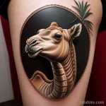 Realistic camel tattoo with intricate saddle tatufoto.com 183