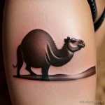 Realistic camel tattoo with sand blowing tatufoto.com 185