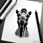 Sketch of a camel tattoo in hyper realistic style tatufoto.com 190