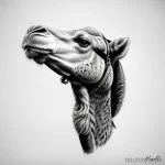 Sketch of a camel tattoo in hyper realistic style tatufoto.com 192