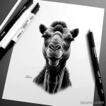 Sketch of a camel tattoo in hyper realistic style tatufoto.com 195