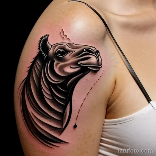 Sketch style camel tattoo tatufoto.com 197