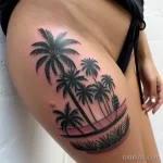 Tattoo of a camel with palm trees tatufoto.com 219
