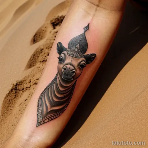 Tattoo of a camel with wind blown sand tatufoto.com 225