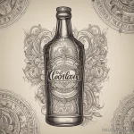 Фото тату бутылки Coollava, выполненной в детальной графике с использованием черных линий и узоров. Идеальный эскиз тату для любителей уникальных рисунков.