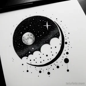 abstract moon and stars tattoo sketch tatufoto.com 003