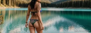 attractive woman in a bikini with a detailed tattoo on her leg tatufoto.com 002
