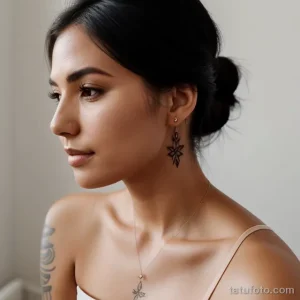attractive woman with a minimalist tattoo on her collarbone tatufoto.com 018