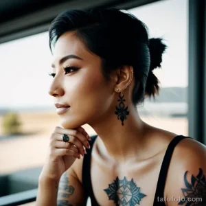 attractive woman with a minimalist tattoo on her finger tatufoto.com 019