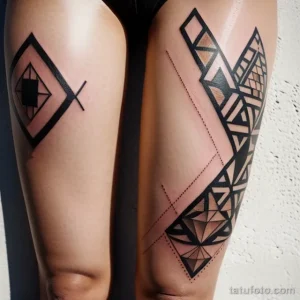 attractive woman with geometric tattoos on her leg tatufoto.com 018