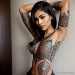 beautiful woman showing her forearm with intricate geometric tattoos tatufoto.com 035