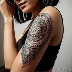 beautiful woman showing her forearm with intricate geometric tattoos tatufoto.com 036