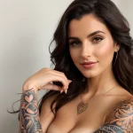 beautiful woman with a dove tattoo on her wrist, symbolizing peace, holding her hands softly to her heart tattoo lion, on neck s tatufoto.com 090