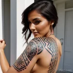 beautiful woman with a geometric tattoo on her upper arm tatufoto.com 038