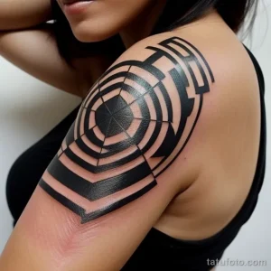 beautiful woman with a geometric tattoo on her upper arm tatufoto.com 040