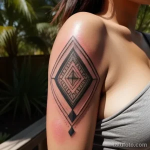 beautiful woman with a geometric tattoo on her upper arm tatufoto.com 041