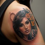 beautiful woman with a tattoo on her arm, contemplating its meaning tatufoto.com 182