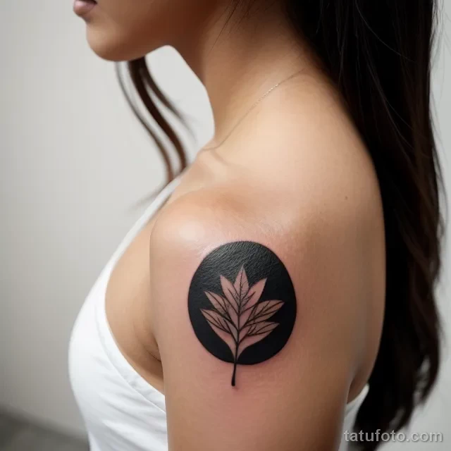 beautiful young woman with a minimalist tattoo on her shoulder blade tatufoto.com 040