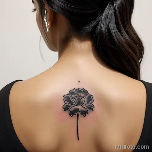 black carnation tattoo on the back of the neck tatufoto.com 013