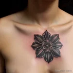 black carnation tattoo on the chest tatufoto.com 020
