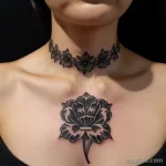 black carnation tattoo on the collarbone tatufoto.com 025