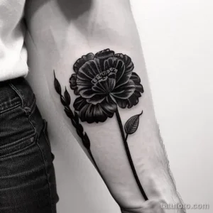 black carnation tattoo on the forearm tatufoto.com 027