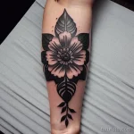 black carnation tattoo on the inner forearm tatufoto.com 033